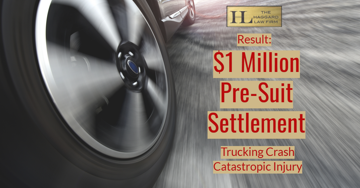 $1 Million Pre-Suit Settlement in Trucking Crash Injury Case