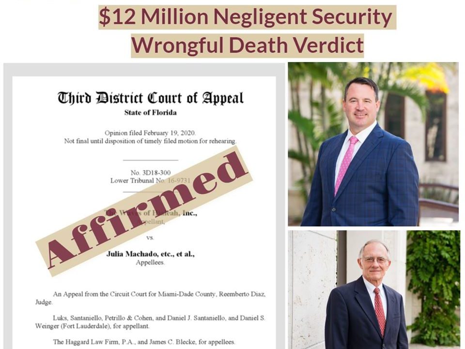 $12 Million Negligent Security Verdict Affirmed by Court