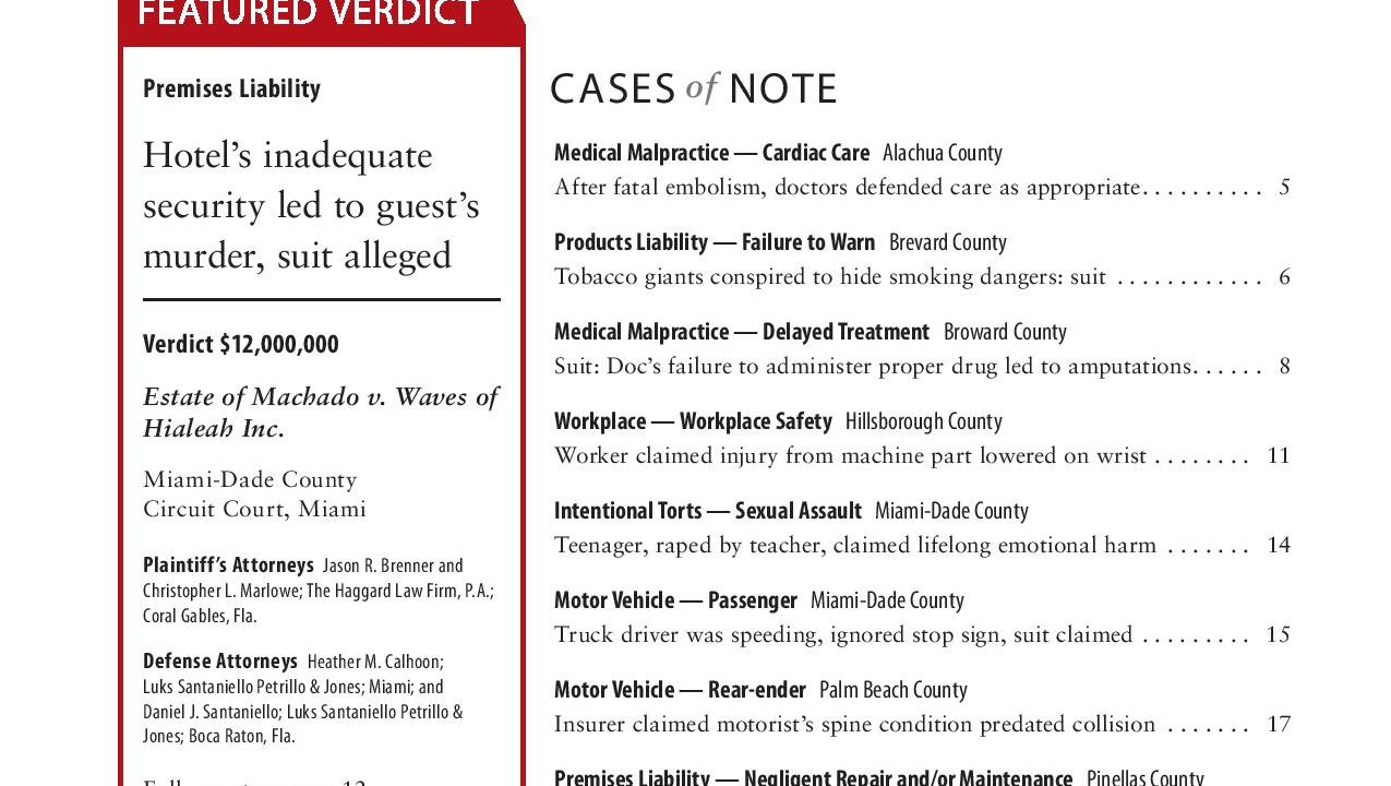 $12 Million Haggard Law Verdict Featured in VerdictSearch Periodical