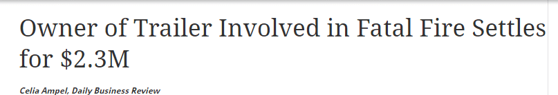 $2.3 Million Fatal Fire Case Featured in DBR